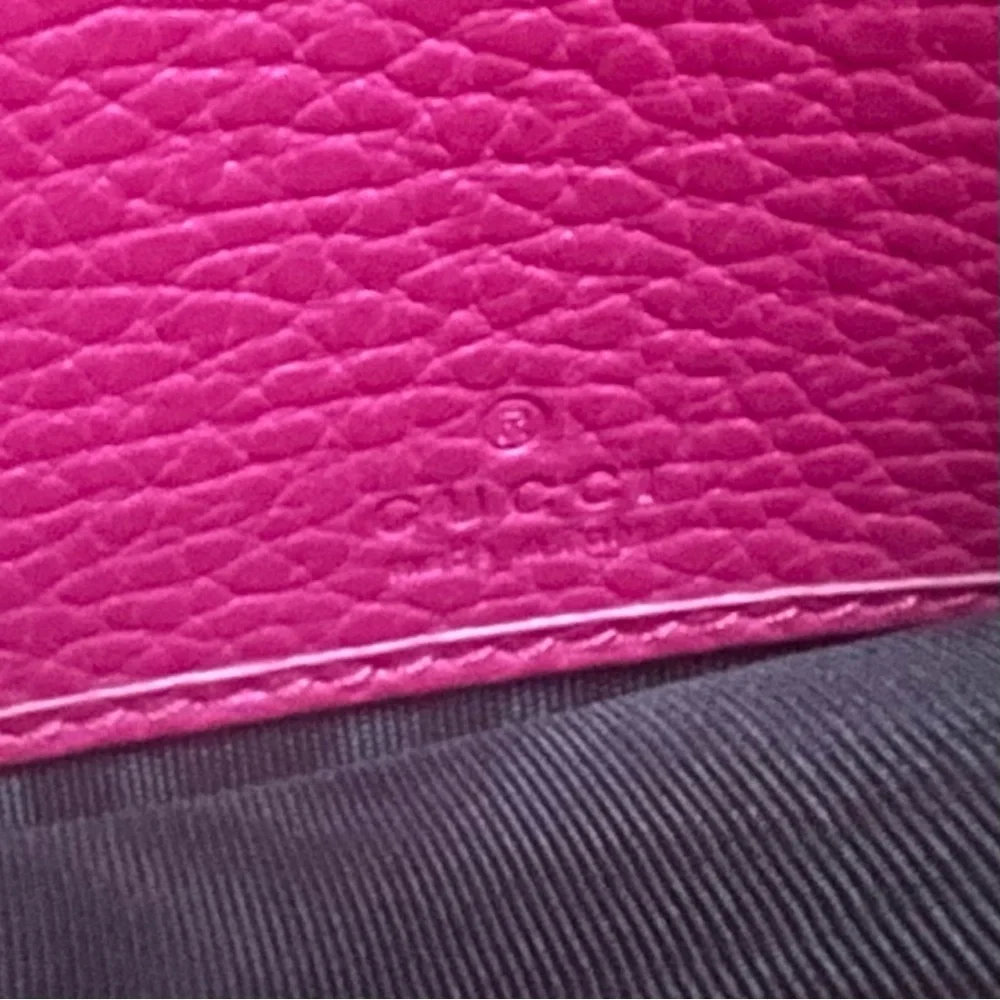 Gucci GG Marmont Calfskin Pebbled Leather Hot Pink Barbie Continental Wallet